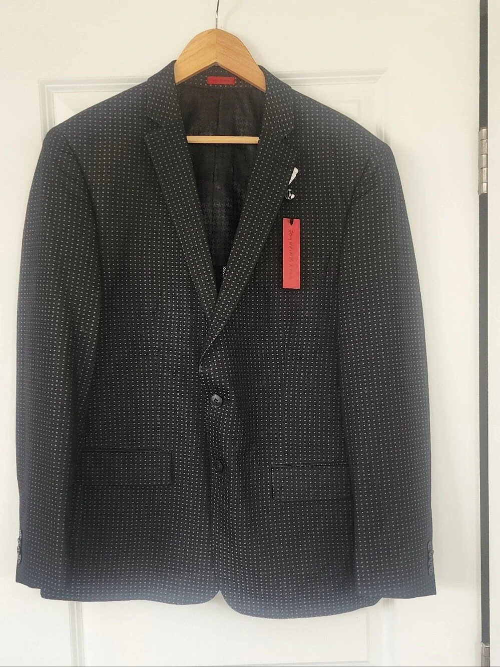 NWT John Varvatos USA Black Gray Dot Blazer 42R